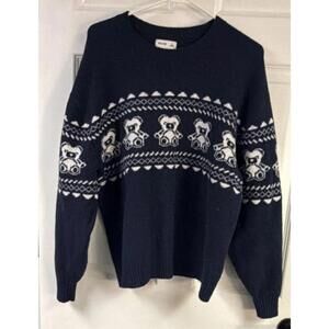 Hollister Co. Medium Navy Blue And White Ready Bear Sweater